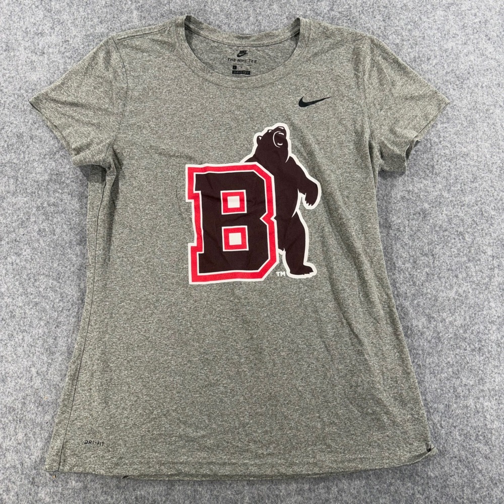 Nike Dri-FIT Gray Heather Brown University Graphic T-Shirt Womens L Short Sleeve